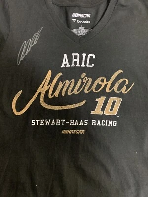 Nascar Driver Signed Eric Almirola T Shirt Large Stewart Hass Racing V Neck - Image 1 of 4