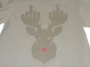 Camiseta Estilo Grunt M Verde F Rojo Nariz Reno Manga Corta Navidad - Imagen 1 de 12