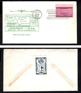#858 3¢ 50th Anniversary 4 Statehoods November 11 1939 Olympia WA, PL#7 Unk - Picture 1 of 1
