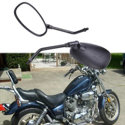Espejos retrovisores ovalados negros para motocicleta Yamaha Virago XV750 XV535 V250 XV1100 Foto 1 de 4