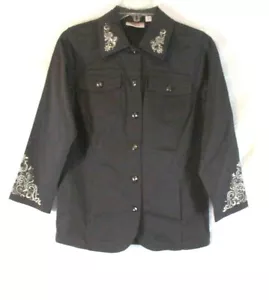 New Quacker Factory Scroll Embellished Jacket 2XS Gray A280813 Women YJ14 - Picture 1 of 6