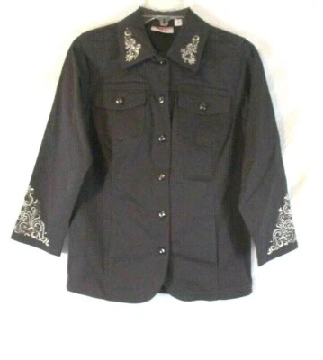 New Quacker Factory Scroll Embellished Jacket 2XS Gray A280813 Women YJ14 - Image 1 of 4
