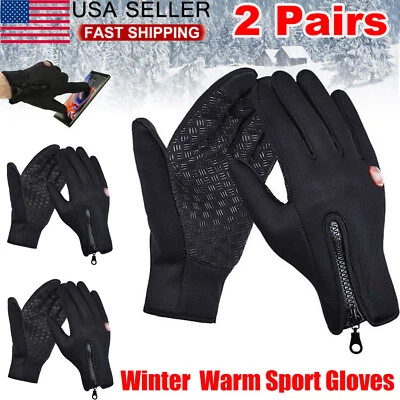 2 pares de guantes de invierno impermeables a prueba de viento con pantalla táctil guantes cálidos hombres mujeres Foto 1 de 4
