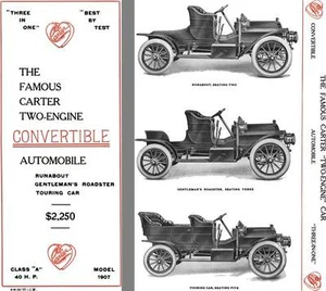 Carter 1907 - The Famous Carter Two-Engine Convertible Automobile Runabout, R - Imagen 1 de 1