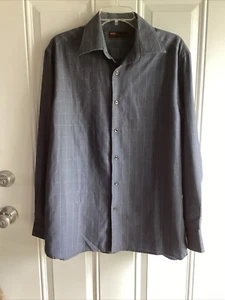 Camisa M Vintage Perry Ellis America Cuadros Manga Larga, Gris Abotonada. - Imagen 1 de 5