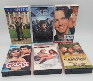 Lot of 6 VHS Movie Mix Comedy Action Runaway Bride Dave X Men United Grease Dave - Picture 1 of 6