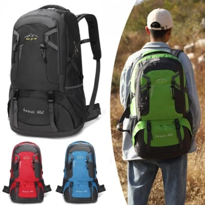 60L Hiking Camping Backpack Waterproof Nylon Outdoor Travel Luggage Rucksack Bag - Image 1 of 4