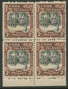 COOK ISLANDS 1945 2 Sh indigenous hut wmk 3 U/M block of 4 S.G.144 Cat. GBP 140 - Picture 1 of 1