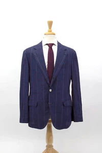 NWT $4995 Brunello Cucinelli Men's 100% Linen Pinstripe Print Suit 50/ 40US A252 - Picture 1 of 15