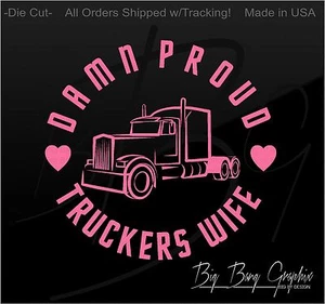 Calcomanía de vinilo PROUD TRUCKERS WOMAN letras ventana de coche me encanta mi camionero 10 x 9,5" - Imagen 1 de 3
