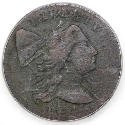 1794 1c S-23 Liberty Cap Large Cent ICG VF 20 Details Corroded - Image 1 of 4
