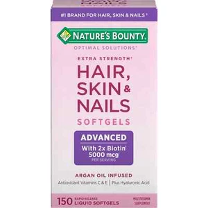 Nature's Bounty Hair Skin & Nails Biotin Hair Growth Supplements 150 Soft gels - Picture 1 of 4