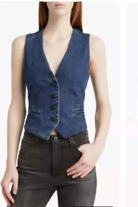 NEW RAG & BONE Priya Cropped Denim Vest in Ari SZ 6 #T2849 - Picture 1 of 13