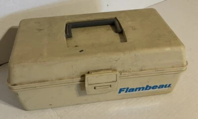 VINTAGE Flambeau Single Tray Tackle Box With Handle Tan Fishing - Image 1 of 4