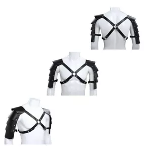 Mens Faux Leather Adjustable Buckle Shoulder Strap Chest Harness Armor Tights - Picture 1 of 10