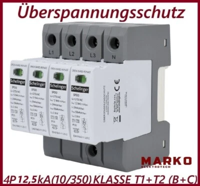 SCHELINGER Überspannungsschutz 4P 12,5kA (10/350) KLASSE T1+T2 (Typ B+C) Blitzschutz