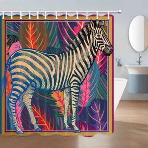 Zebras Fabric Shower Curtains Extra Long 3D Shower Curtain Tropical Animal Art - Picture 1 of 7
