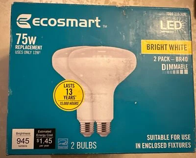 (2-Pk) EcoSmart Dimmable Energy Star LED Light Bulb Bright White 75W Equivalent  - Image 1 of 4