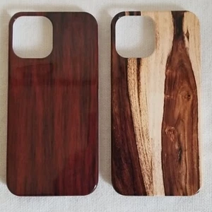 Nuevo Juego de 2 fundas para teléfono Apple iPhone 12 Pro Max aspecto de grano de madera - Imagen 1 de 5