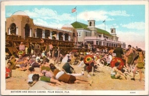 Postal vintage de Palm Beach, Florida "CASINO DE BAÑISTAS Y PLAYA"" 1927 FL cancelación - Imagen 1 de 2