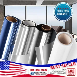 Window Tint One Way Mirror Film UV Heat Reflective Home Office Self Adhesive - Picture 1 of 45