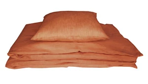 Leinen Bettwäsche Set 2Tlg. India Orange 100% Öko Leinen 135x200/80x80 - Bild 1 von 2
