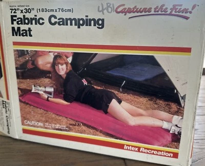 VTG Intex Fabric Camping Air Mattress Raft 72" x30" 1984 Pink 80s Retro Durable - Image 1 of 4