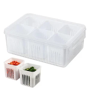 6 Grid Refrigerator Storage Box Fridge Organizer Food Storage Vegetable Fruit - Picture 1 of 12