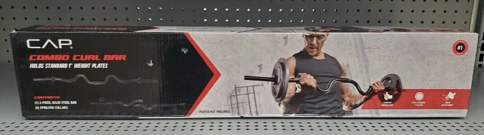 Combo Curl Bar for  Standard 1" Weight Plates Steel Brand - NEW - FREE SHIPPING - Image 1 of 1