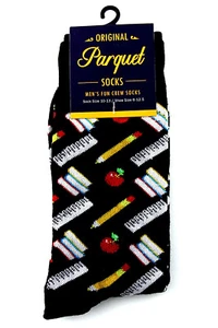 School Teacher Men's Socks Novelty Fun Casual Fashion Gift Crew Black Sock - Picture 1 of 5