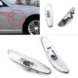 For BMW E46 4DR 02-05 63137165915 Side Marker Light Turn Signal Lamp Clear Pair - Picture 1 of 5