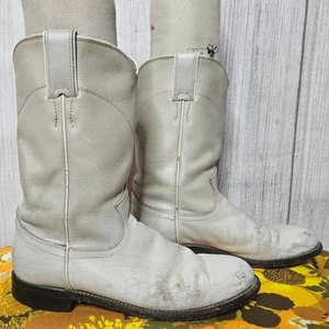 Vintage Justin L3713 weiße Leder Roper Western Cowgirl Stiefel, Größe 7C - Bild 1 von 9