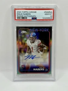 2024 Topps Chrome Malik Nabers Refractor RC Auto PSA 10 💎 #RAMNA Rookie 🔥🔥🔥 - Imagen 1 de 3
