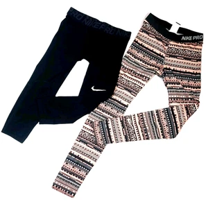 Paket 2 Nike Pro Damen Leggings Gr. M Crossover Capri & Aztec Activewear Hosen - Bild 1 von 9