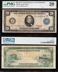 VERY NICE Bold & Crisp VF 1914 $20 RICHMOND Federal Reserve Note! PMG 20! 68228A - Picture 1 of 3