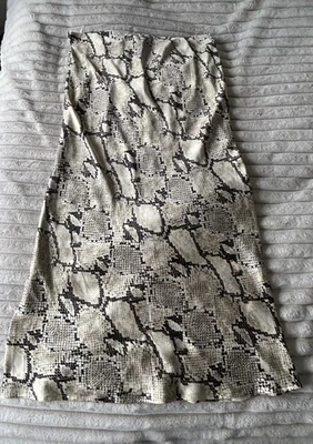 Biased Cut animal snake Print Skirt Silky Satin Slip Skirt size 14.  - Image 1 of 4