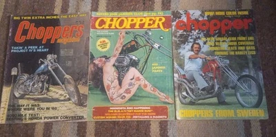 Lot of (3) 1971 1974 1976 Chopper Magazine: The Custom Motorcycle Guide Parts Foto 1 de 4
