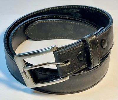 R M Williams Mens Black Leather Longhorn Dress Belt Size 36 R.M. Williams - image 1 of 4