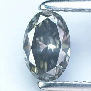 Diamante gris de lujo ovalado justo SI-2 sin tratamiento 100 % natural raro de 0,64 quilates - Imagen 1 de 8