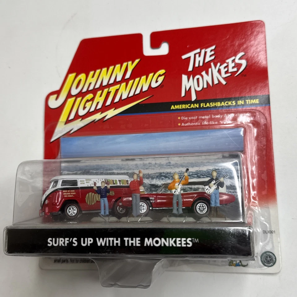 2001 Johnny Lightning MONKEES Surf's Up Wagon VW Bus Figures American Flashbacks - Image 1 of 4