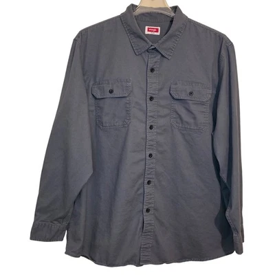 Wrangler Men's 2XL Gray Long Sleeve Button Up Work Shirt Industrial - Image 1 of 4