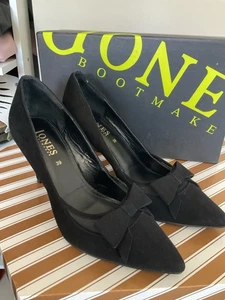 Jones Bootmaker Black Suede Heeled Court Shoes Size 6 - Picture 1 of 4