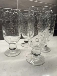 Set of 4 Southern Living Bella Luna Water Goblets 12oz Controlled Bubble Glass - Picture 1 of 8