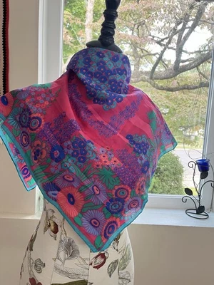 Pink Blue Green Italy Poly Scarf - Image 1 of 2