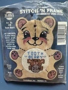 De colección Punto N Marco Diente Hada Oso Divertido Madera Oso Bordado Punto de Cruz Kit - Imagen 1 de 11