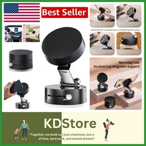 Foldable 360° Magnetic Phone Holder Ideal for Gym, Kitchen & Travel - Black - Picture 1 of 11