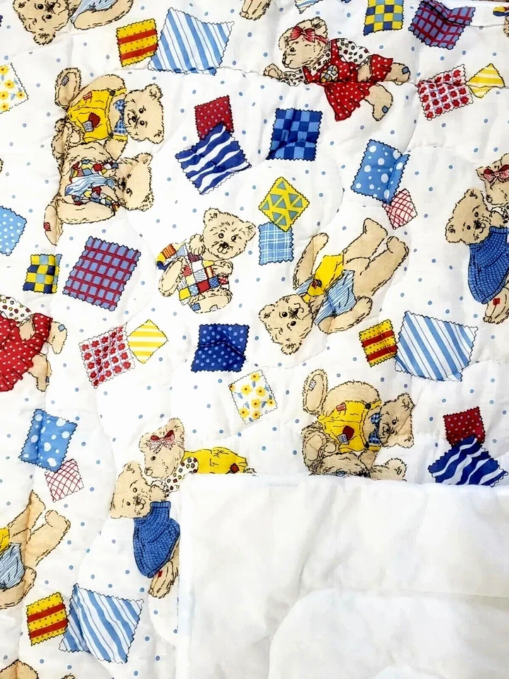 Manta bebé vintage retazos cuna edredón osos de peluche tema país EE. UU. Foto 1 de 4