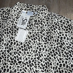 WINTERSILKS Blouse Size 18 Leopard Print 100% Silk Long Sleeve Button Down Shirt - Picture 1 of 5