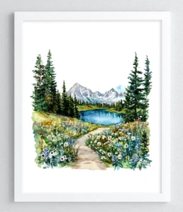 Berg Wandbild Kunstdruck, Waldweg Wandbild Deko, Wald Wohndeko #21 - Bild 1 von 2