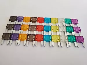 30pcs Mini Blade Fuse Set 2A 3A 5A 7.5A 10A 15A 20A 25A 30A 35A Car Truck Etc.. - Picture 1 of 12